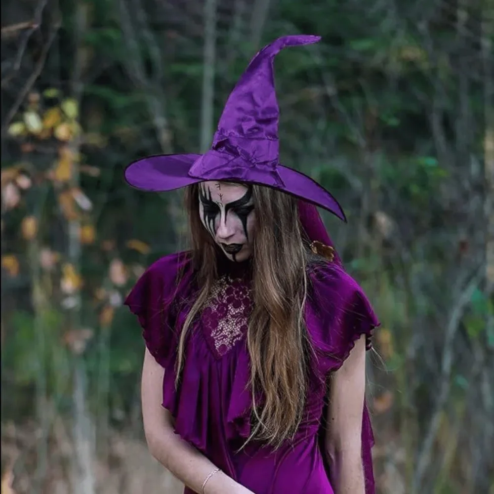 Witches Purple Wide Brim Witch Hat - NEW